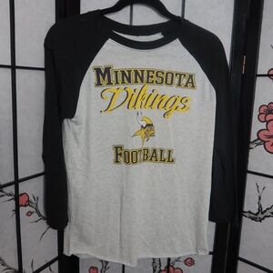 Minnesota Vikings White And Black Raglan Shirt Extra Small